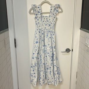 Hill House White and Blue Floral Dress